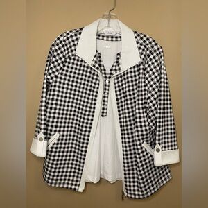 NWOT ALIA Petite Gingham Set Black & White Long Sleeve Top Jacket